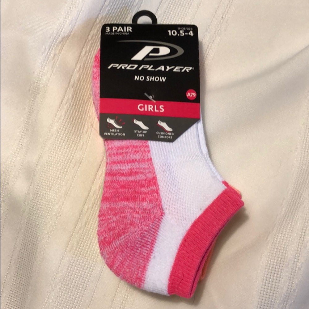 🌴PRO PLAYER NWT girls No- show SOCKS peach pink